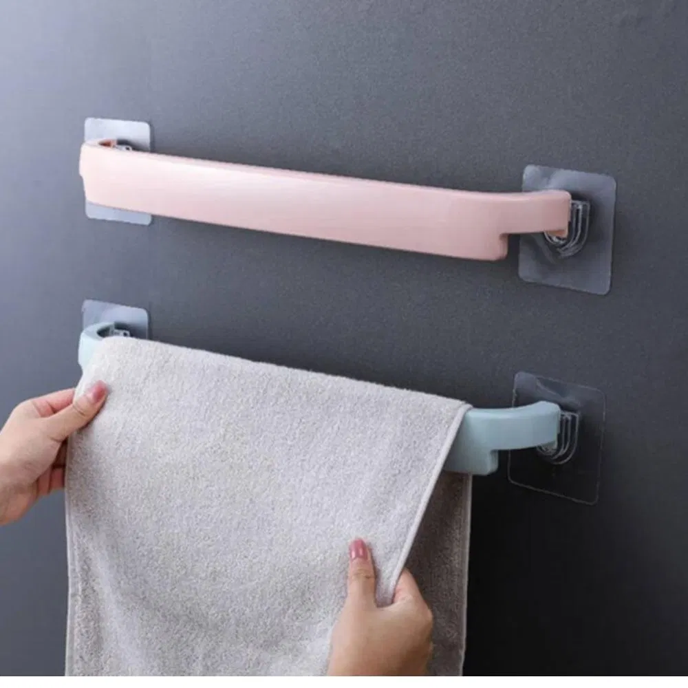 Free Punch Towel Rack Single Rod Rotating Hanger Plastic Bar Wbb15727