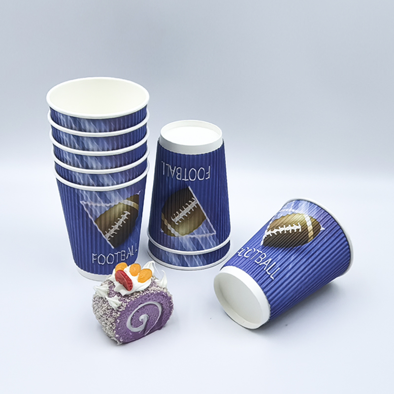 Бумажный стакан 12oz с рифлеными стенками, с крышкой