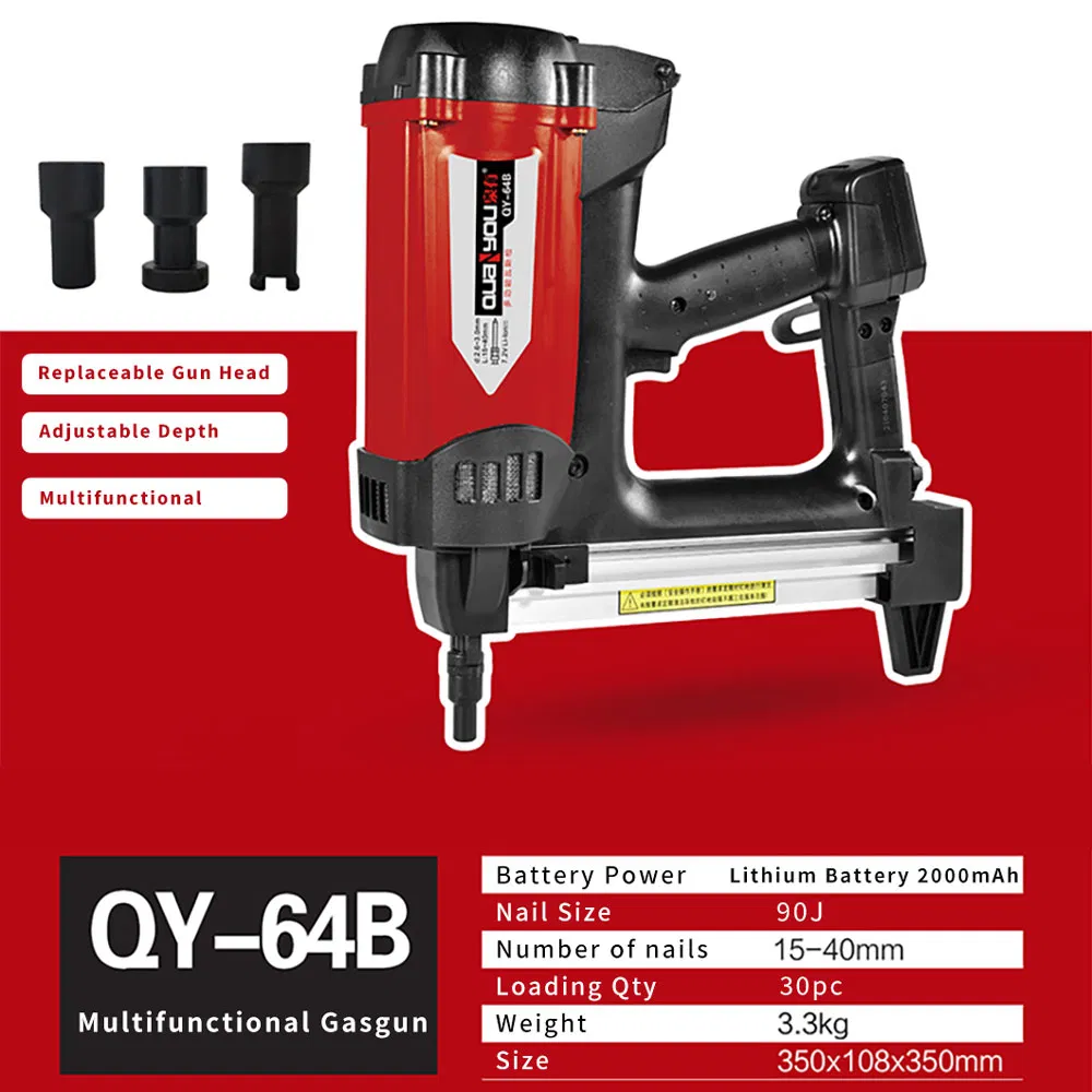 Qy-64b 30PCS Cordless Lthium Battery Adjustable Deepth Pneumatic Nailing Gun Nailer