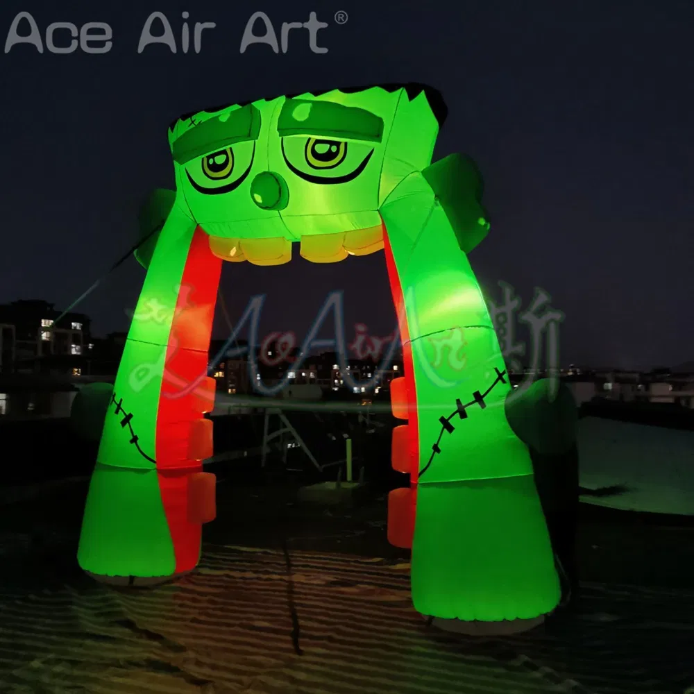 4X4mh Halloween Themed Inflatable Monster Archway with LED Lights for Outdoor Party Decorations