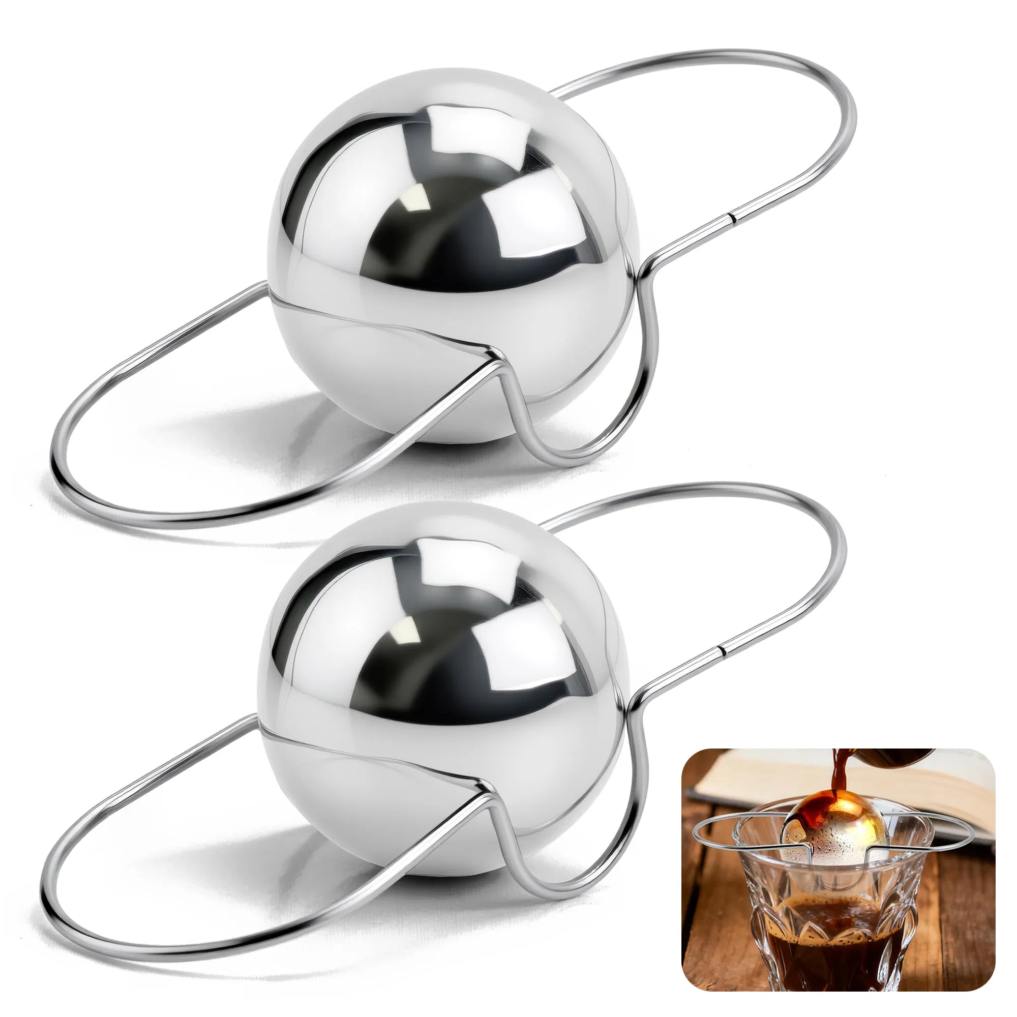 Stainless Steel 2 Pack Espresso Frozen Ball