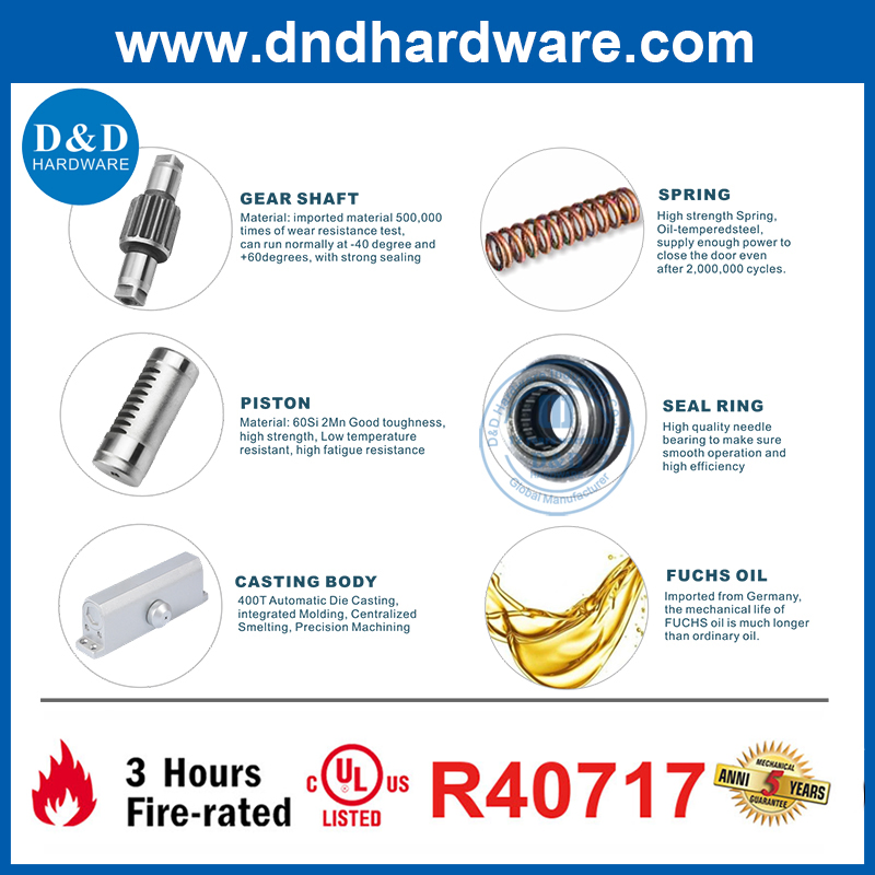 Best Commercial Safety Spring Door Closer UL Certificate Heavy Duty Door Closer