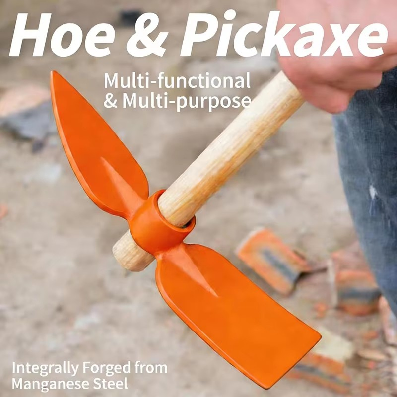Multi-Functional Agricultural Hoe&Pickaxe 2in1 Tool for Farming Agricultural Weeding Digging Planting