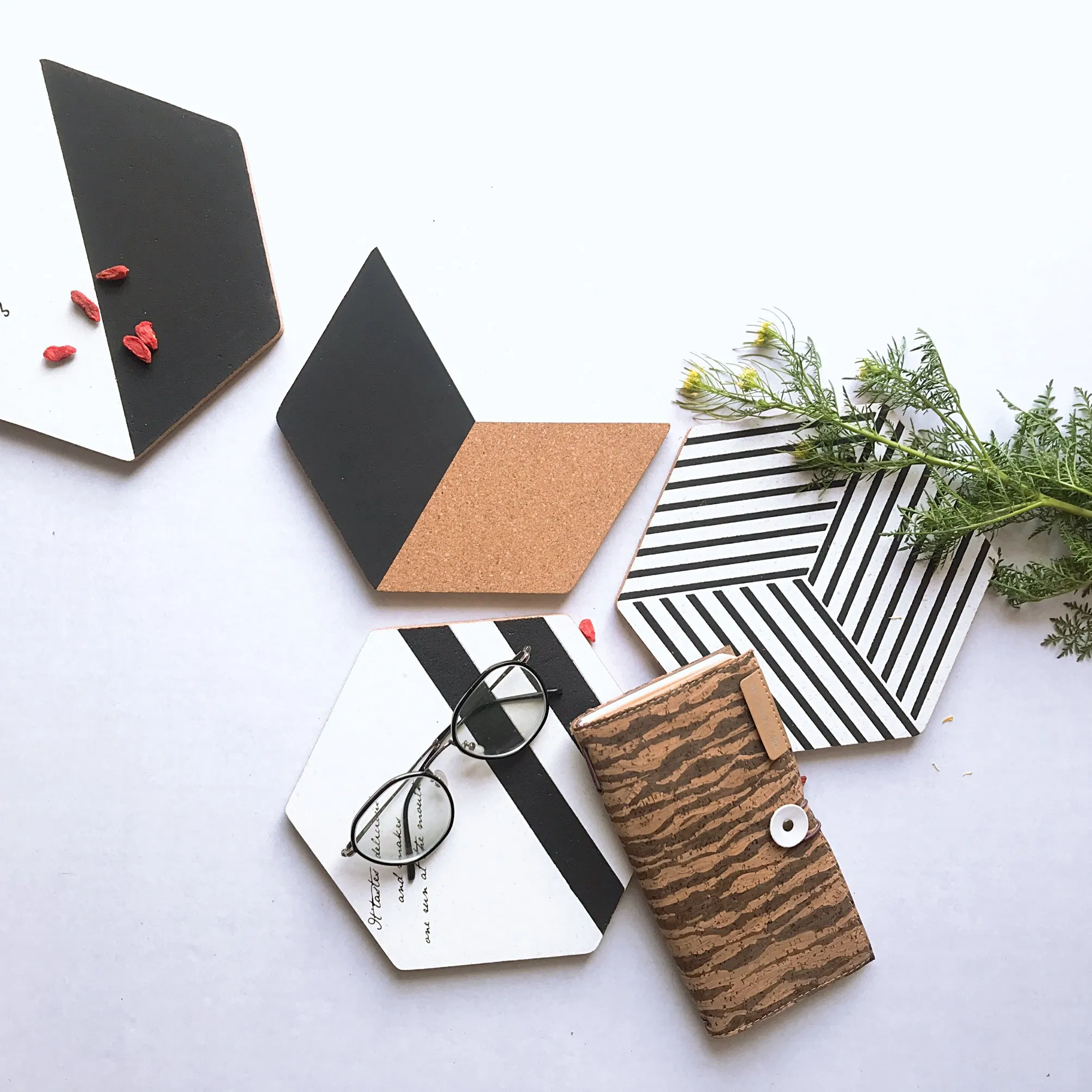 Office Supply Cork Board Self Adhesive Hexagon Cork Bulletin Board Stationery