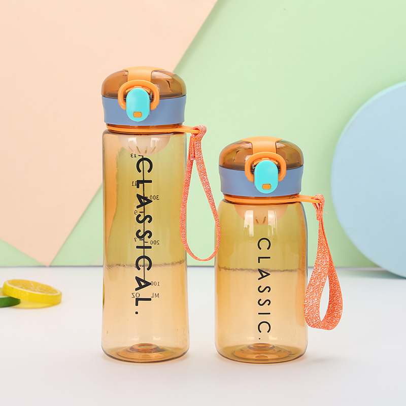 Custom Logo Bouncing Cover Plastic Sports Gym Car Portable Tea Water Cup Bottle with Rope Lifting