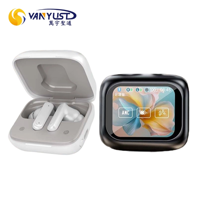 Private Mold Manufacturer Earphones Anc Waterproof Smart Ai Translator Wireless Tws Earbuds with Touch Screen Charging Case