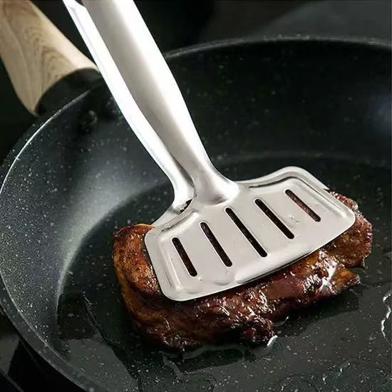 Pizza Clip Premium Stainless Steel Bread Clip Fish Frying Gripper, Multipurpose Turner Flipper Barbecue Tongs Turner Fried Steak Clamp Steak Clamps W19_17