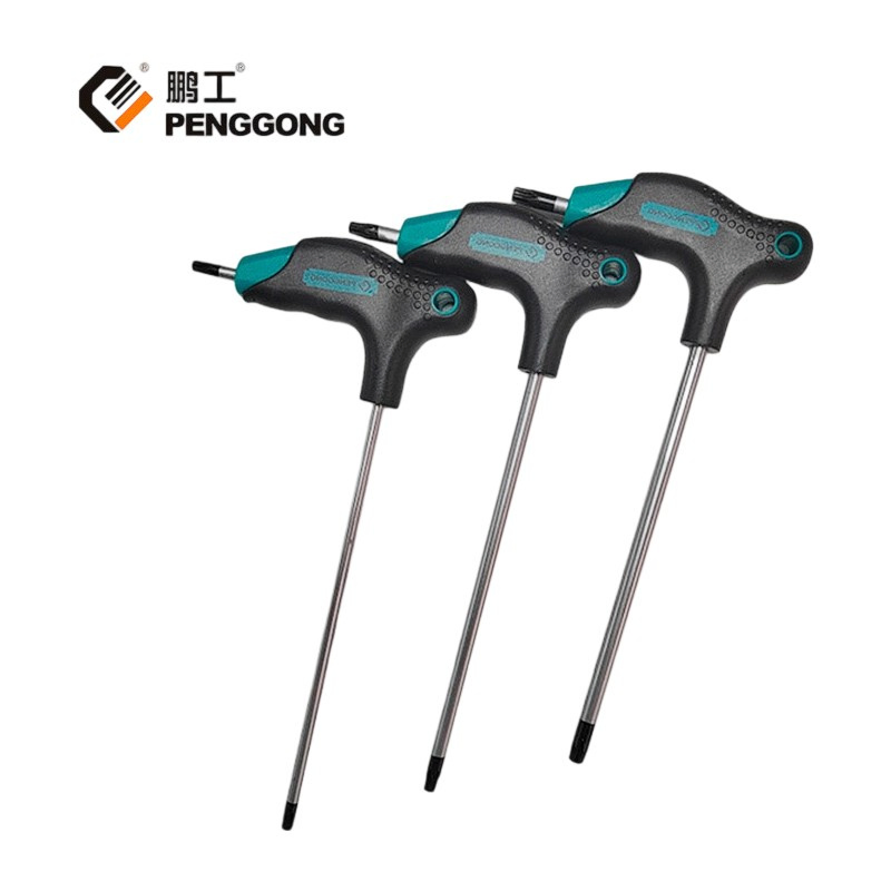 Extended Labor-Saving T-Handle Allen Wrench: Plastic-Grip Flat-Head Hand Tool Type