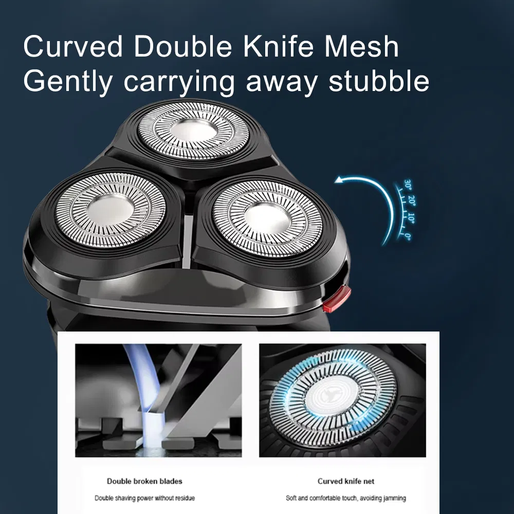 High Quality LCD Display Electric Beard Rotary Shaver with Triple Blade Shaver