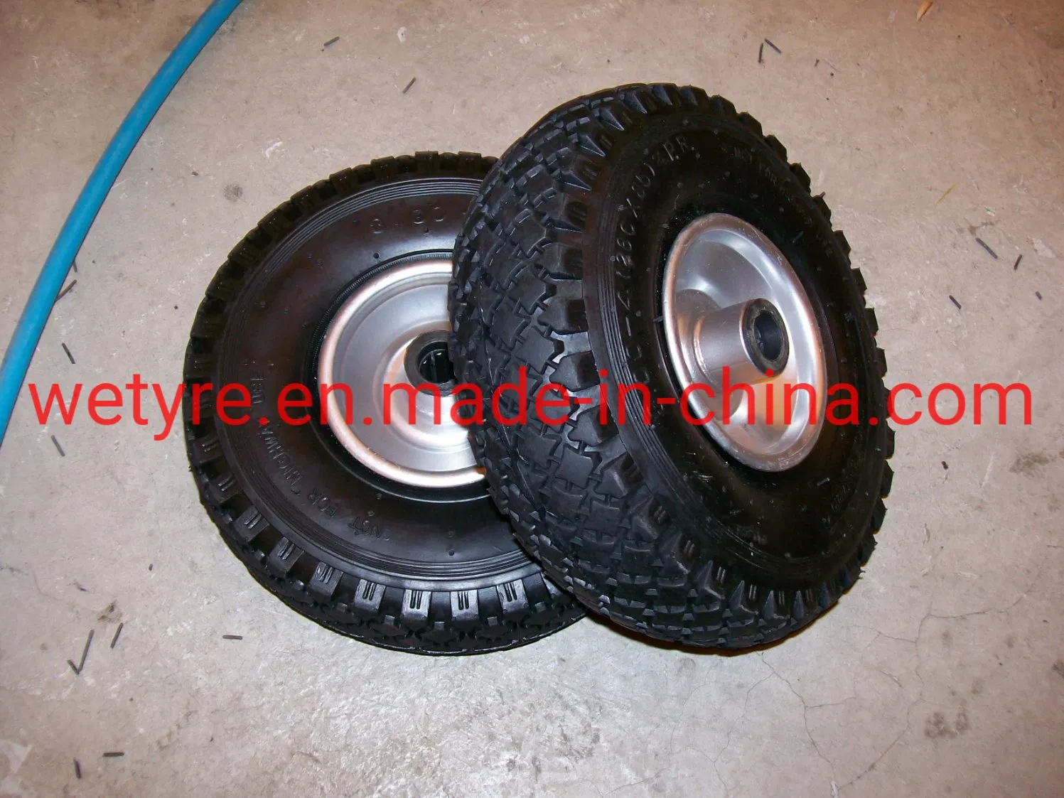 Big Square Tread Pattern Metal Rim Inflatable Pneumatic Rubber Wheel for Tool Cart (3.00-4)