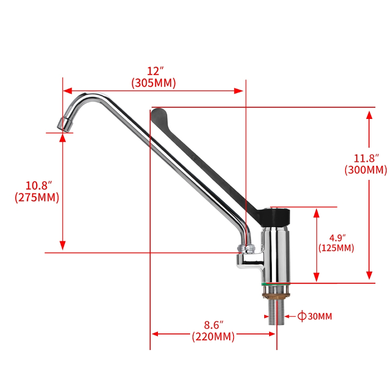 Modern Brass Polish Sink Mixer Tap 12" Swing Nozzle Deck Mounted Single-Hole Installation for Hot & Cold Water in Kitchen