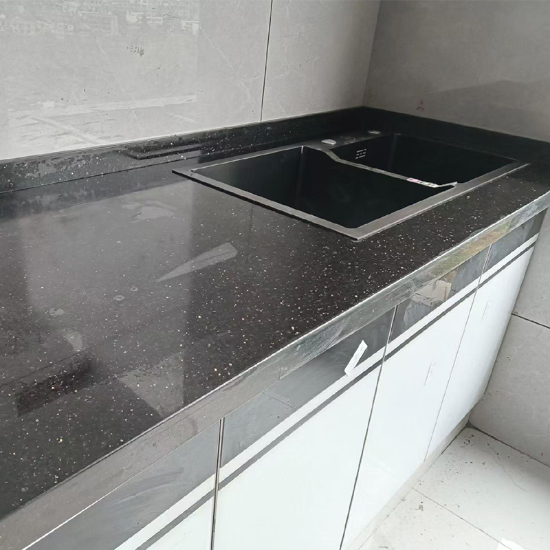 Cheap Black Galaxy Black Granite Tiles Slabs Kitchen Counter Tops