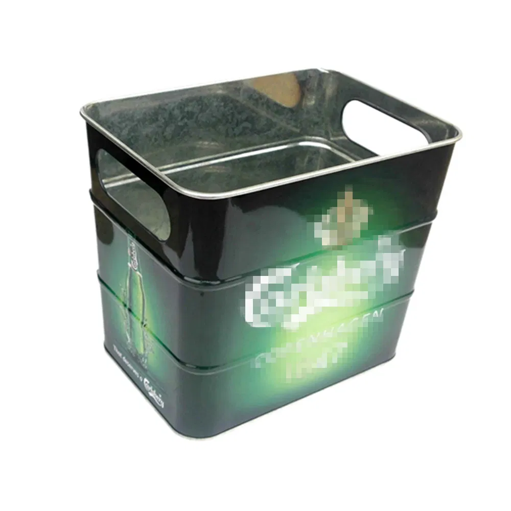 Металлическое ведро для льда и пива, квадратное