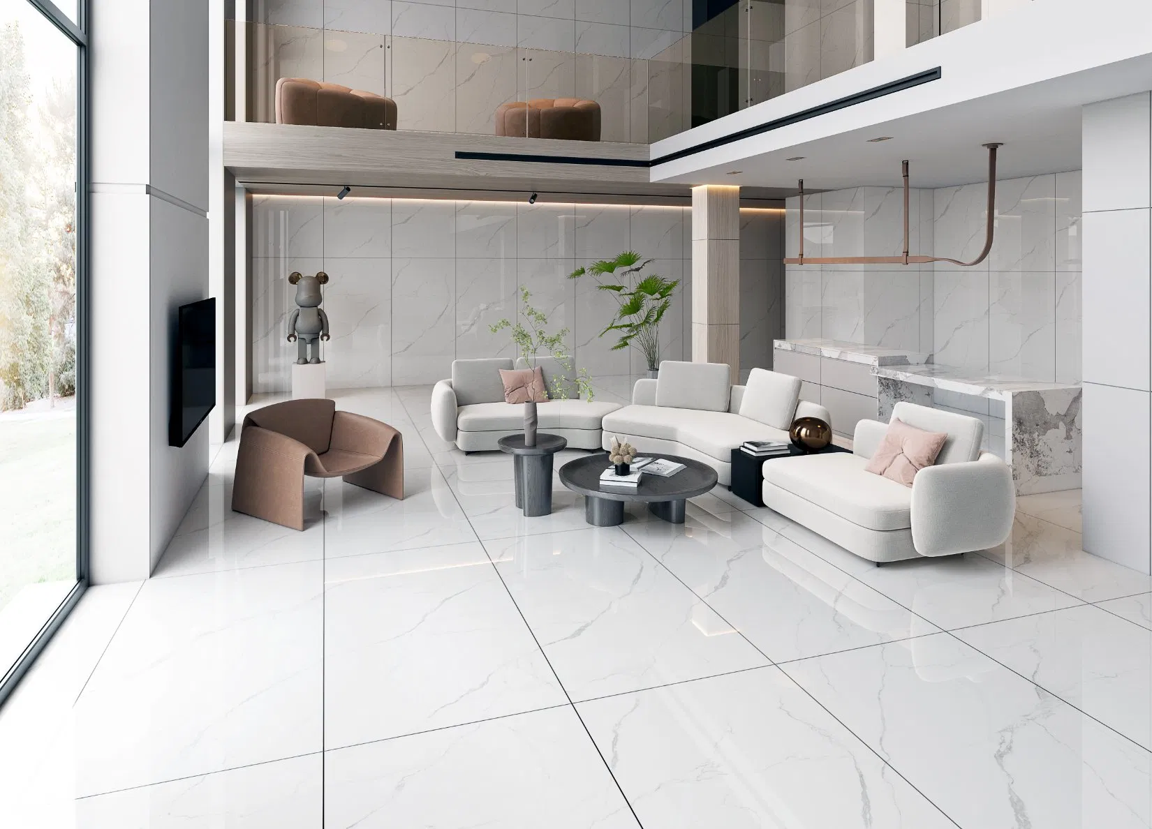 Super White Big Slab White Body ABC Pattern Background Wall Tile Decorate