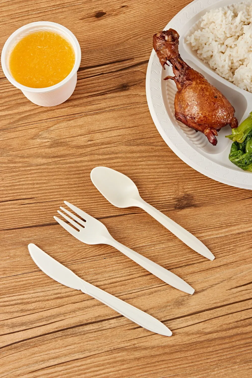 Natural Biodegradable Bulk Cornstarch 150mm Tableware Set Knife Spoon Fork