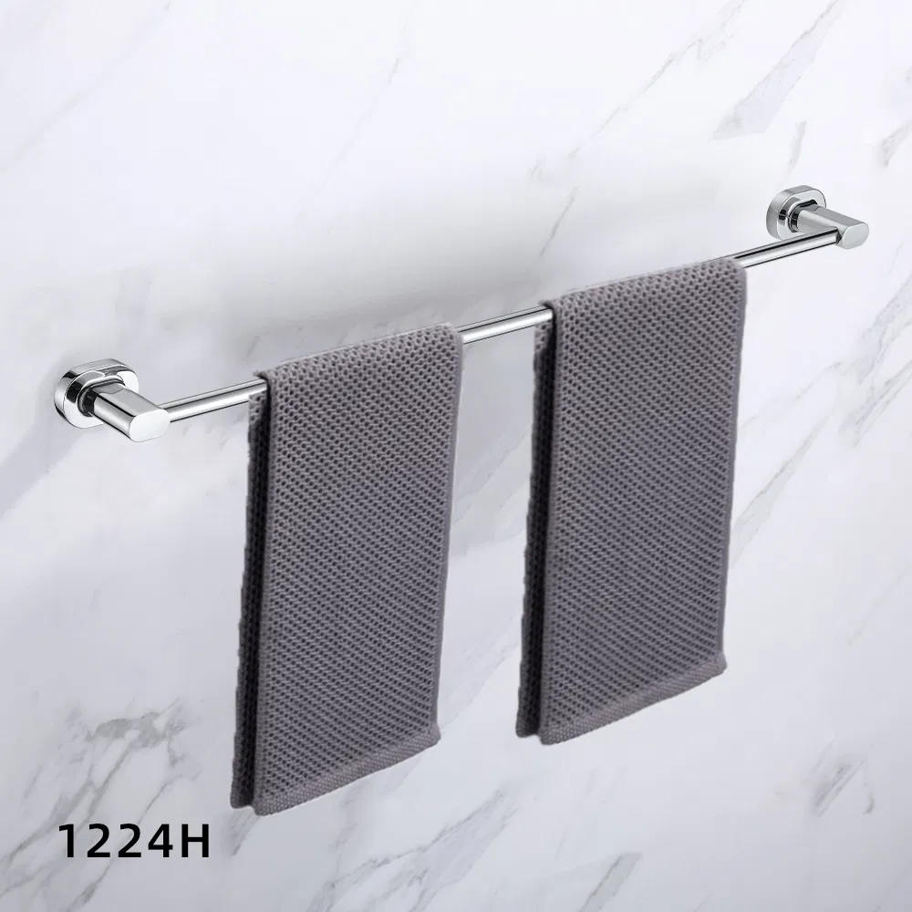 Bathroom Double Tier Round Tube Adjustable Foot Pads Standing Metal Towel Racks