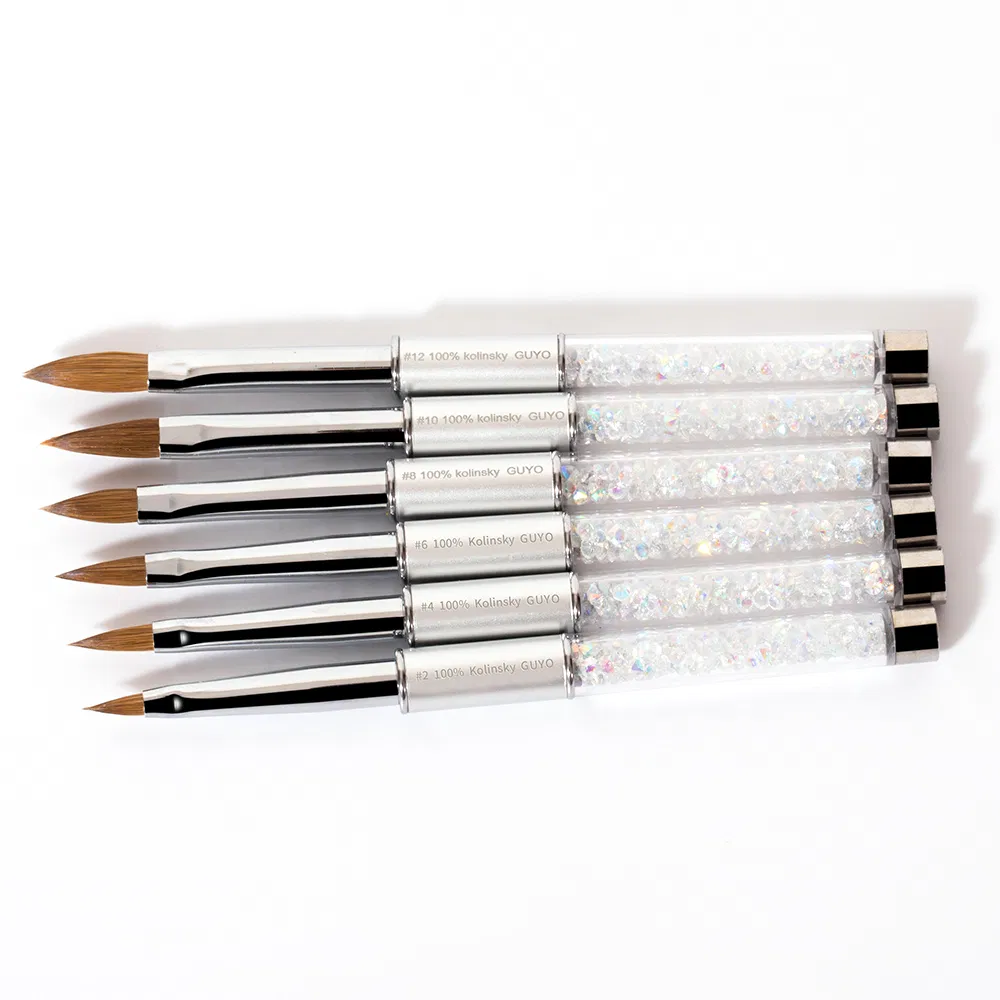 Guyo #6 Rhinestone Inside Handle 100% Kolinsky Nail Art Brush