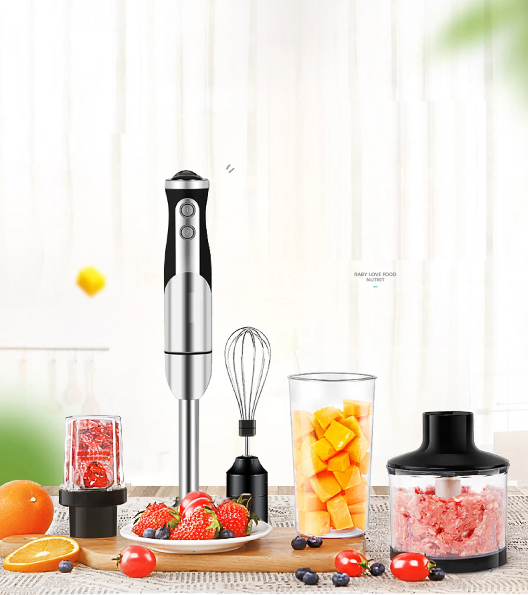 Immersion Blender Set (4PCS) with 2-Speed Mode & Stainless Steel Blade