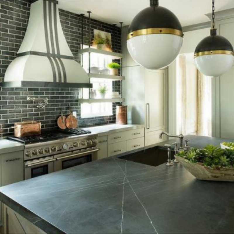 Modern Custom Honed Natural Pietra Gray Marble Slab for Kitchen Countertops/Table Top/Island