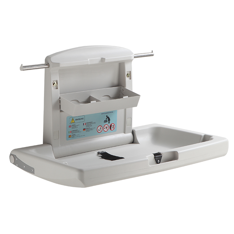 Antibacterial Washroom Folded Plastic Baby Changing Table Infant Bebe Diaper Changing Station with Adjustable Seat Belts