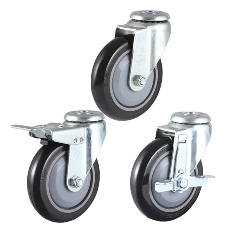 Bolt Hole Wheels Casters Factory Supply PU Castors 75mm 100mm 125mm Manufacturer