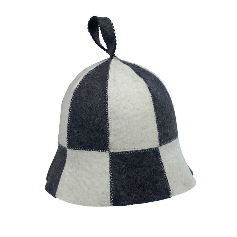 Wool Sauna Hat Checkered Sauna Hat Finnish Sauna Hat for Men Women Banya