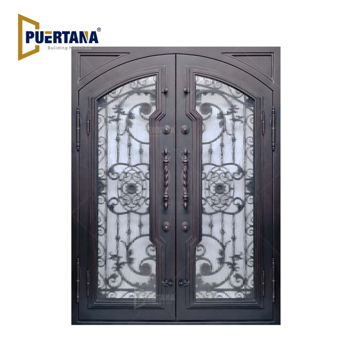 European Luxury House Designs Door Main Security Front Entrance Gate Double Wrought Iron Doors French Iron Doors Exterior