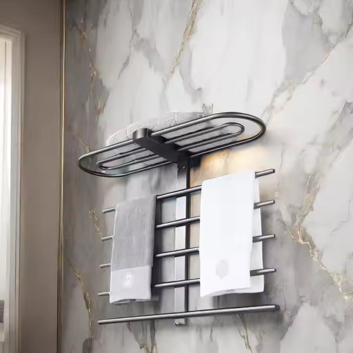 Elegant Chrome and White Anthracite PVD Heated Towel Rack