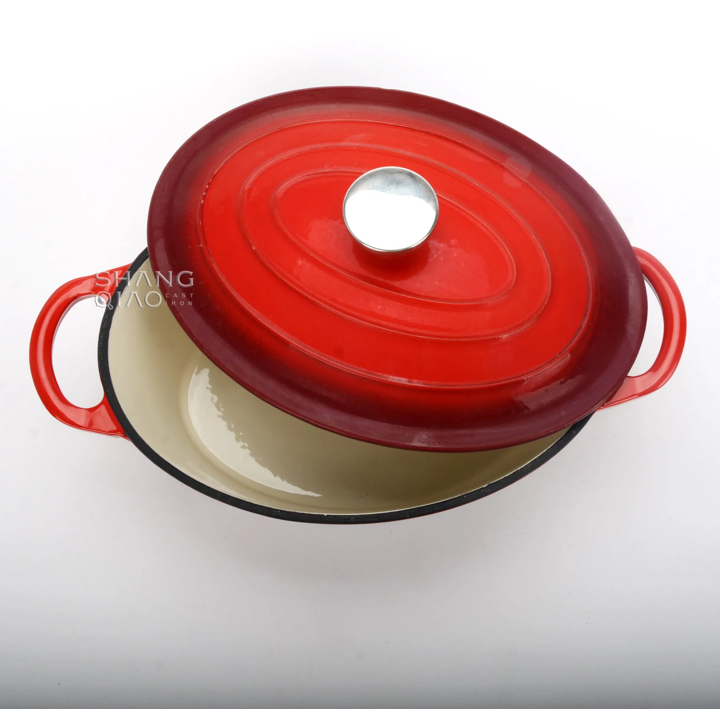 Чугунная эмалированная жаровня овальная для выпечки хлеба