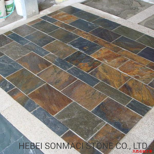 Natural Split Surface Rusty Slate Floor Tile for Home Decoration