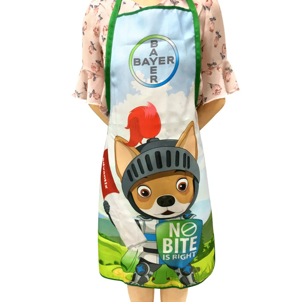 Custom Full Printed Logo Polyester Waterproof Chef Kitchen Waist Long Apron