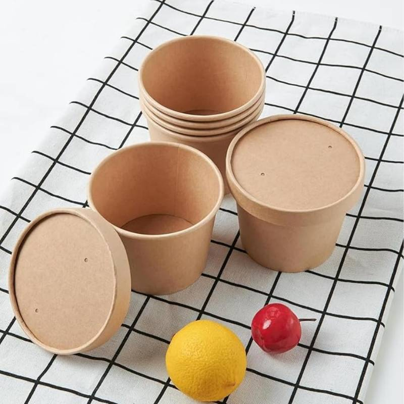 Бумажные контейнеры для еды 12 унций с крышками