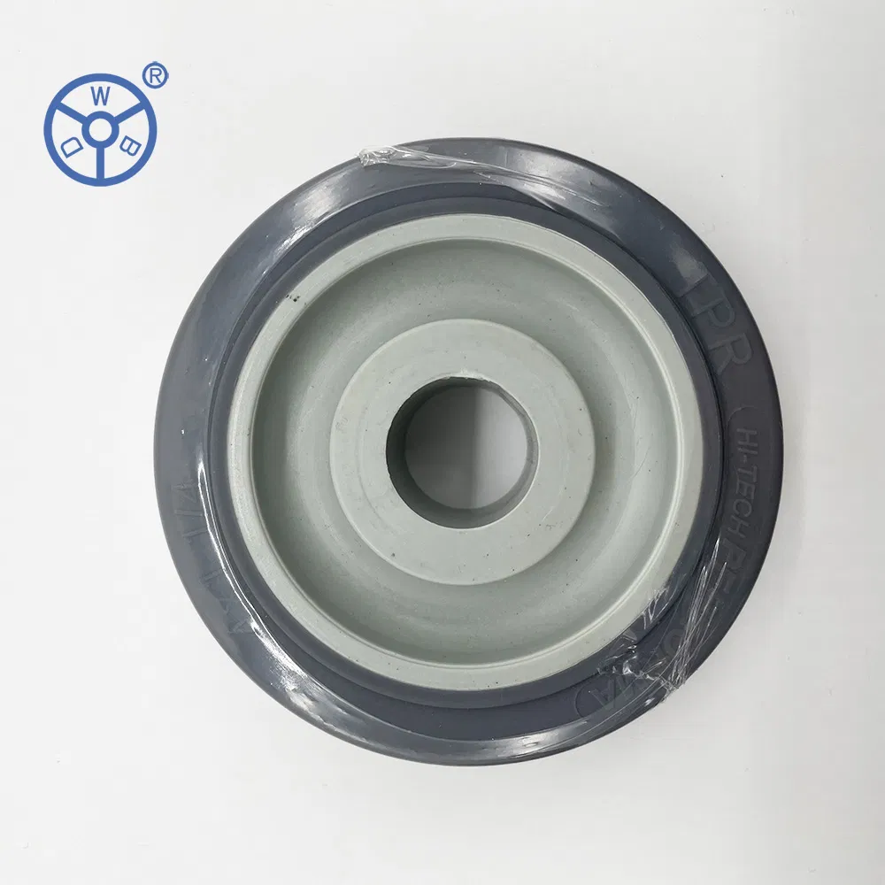 Gray 3 4 5 Inch TPR Rigid Swivel Castor Threaded Stem Caster Wheel with Stopper