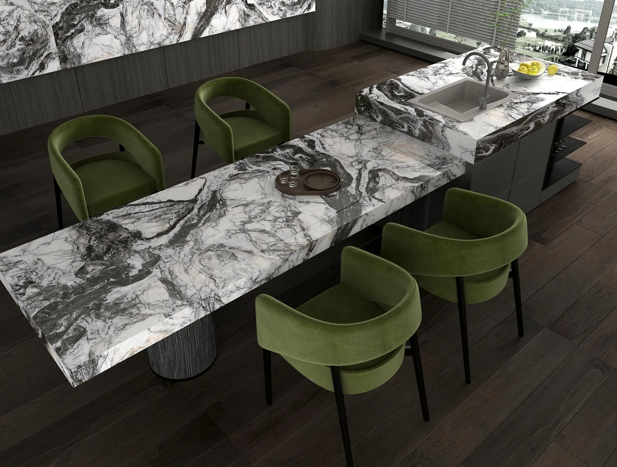 1600*3200mm Polished Livingroom Bathroom Porcelain Floor Wall Tile Sintered Stone Slab