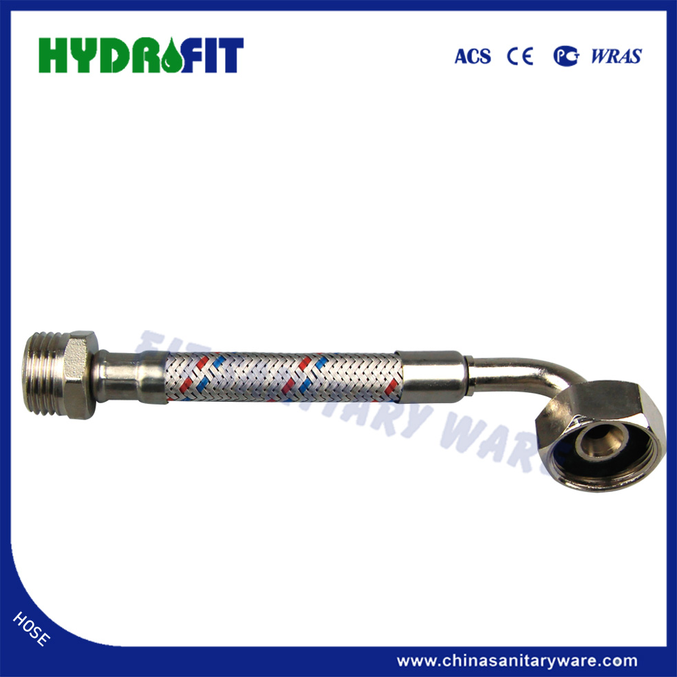 Factory Bathroom 1/2, 3/4 1mx1f Nickel Plated Brass Nut SUS Braided Elbow Hose Woven Hose Shower Hose Braided Hose (HY6306)