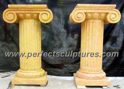 Antique Natural Stone Marble Limestone Columns for Garden Home Decoration (QCM089)