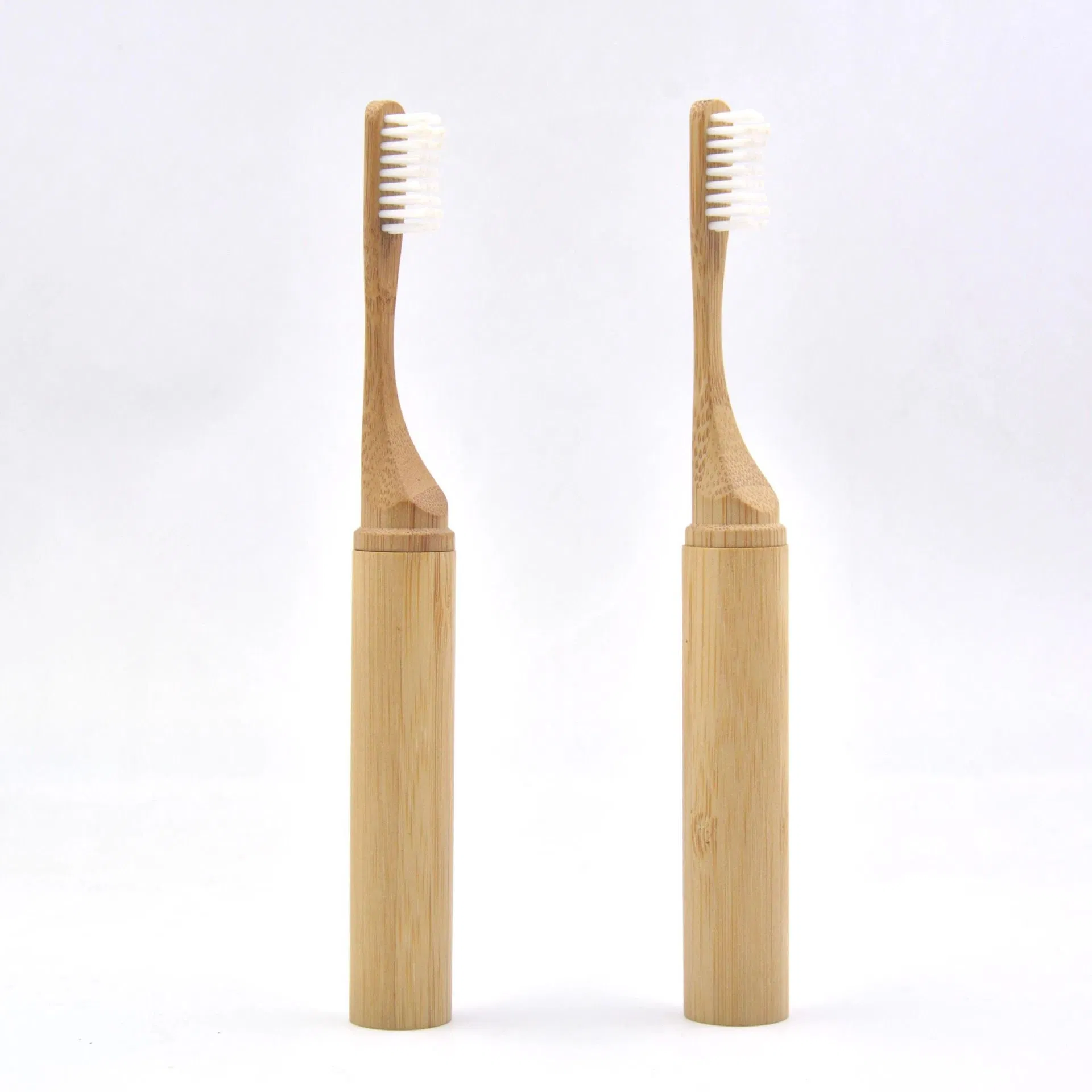 Portable Soft Nylon 6 Replaceable Head Travel Biodegradable Bamboo Toothbrush with Holder