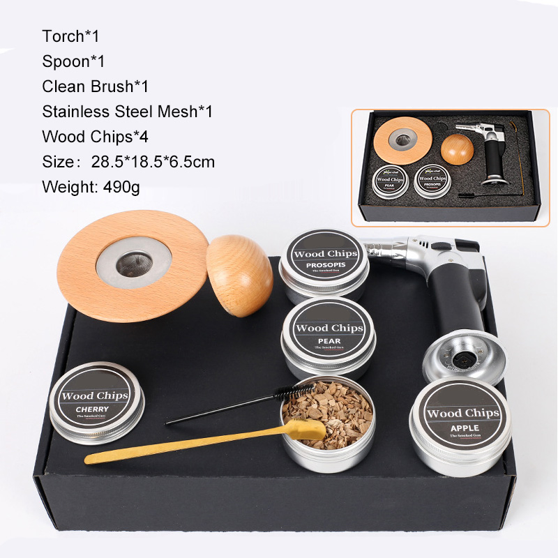 Old Fashioned Cocktail Smoker Kit with Torch Smoking Wood Chips Bourbon Whiskey
