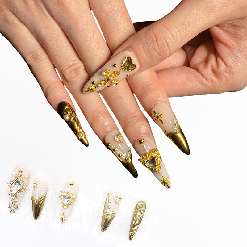 Eco-Friendly Dark Green Tea Nail Polish with Stylish Art Design