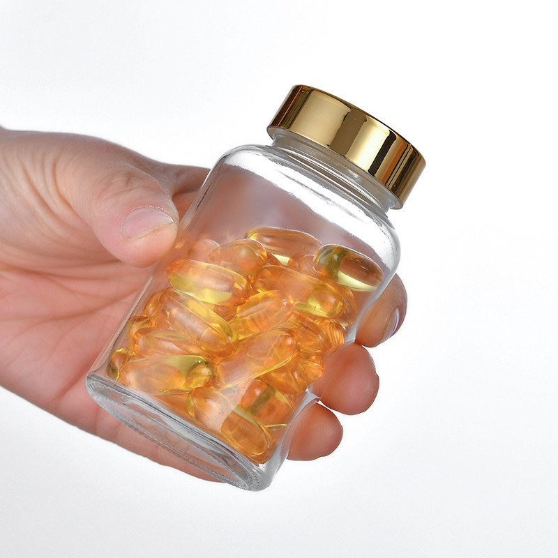 Empty Medicine Capsule Container Custom Frosted 60ml 120ml 150ml Glass Pill Bottle