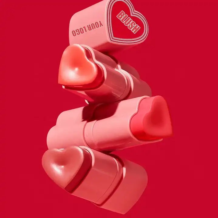 Custom Face Make up Heart Shape Vegan Creamy Blush on Stick Organic Cheeks Matte Tint Cosmetics Blush