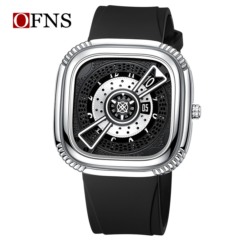 Multifunctional Waterproof Men's Watch Creative Skeleton Square Dial Quartz Fashion Business Timepiece