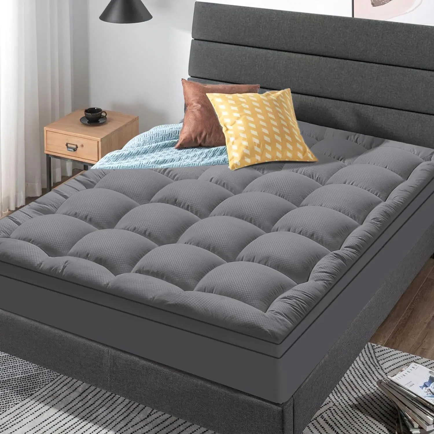 Bedroom Furniture Bedding Mattress Thick Mattress Topper Microfiber Polyester Bed Mattress Cover