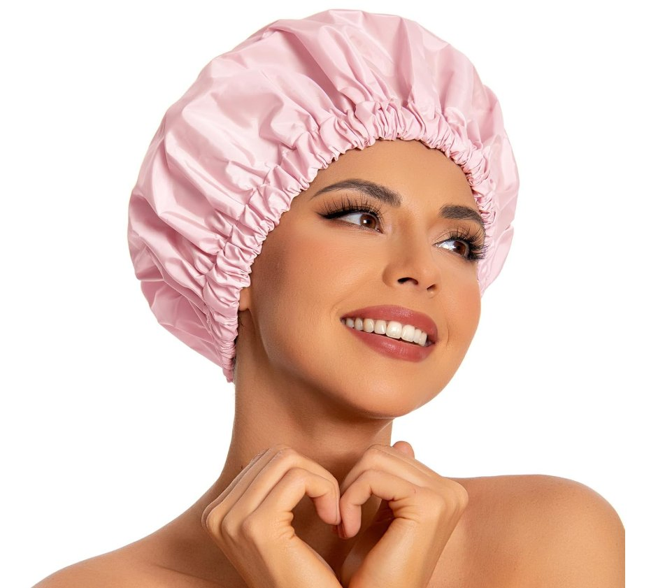 Reusable Shower Cap Large Waterproof Shower Bonnet Bath Hair Hat