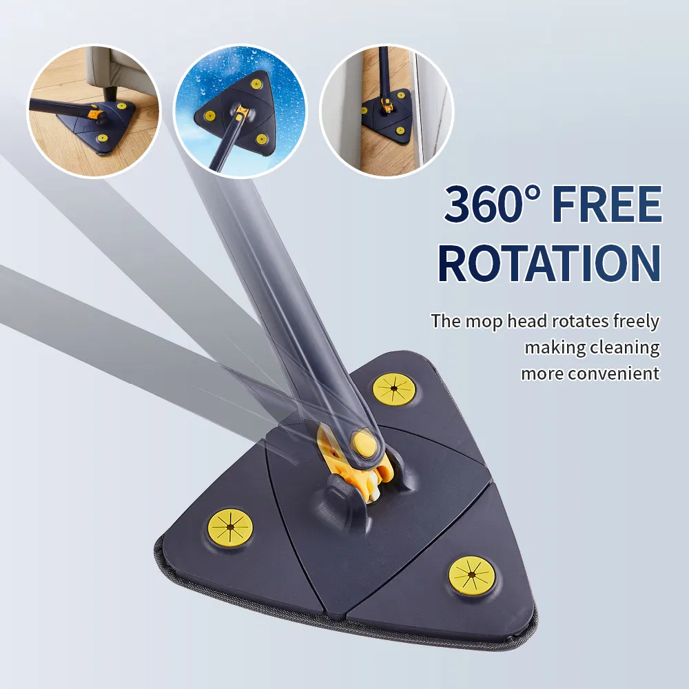 Flat Mop Household Stainless Steel Handle Microfiber Pad Easy Wringing Floor Mop