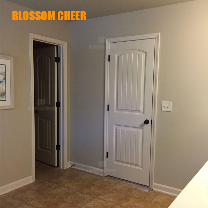 Elegant Snow White Lacquer Door with Inlay and Groove Design