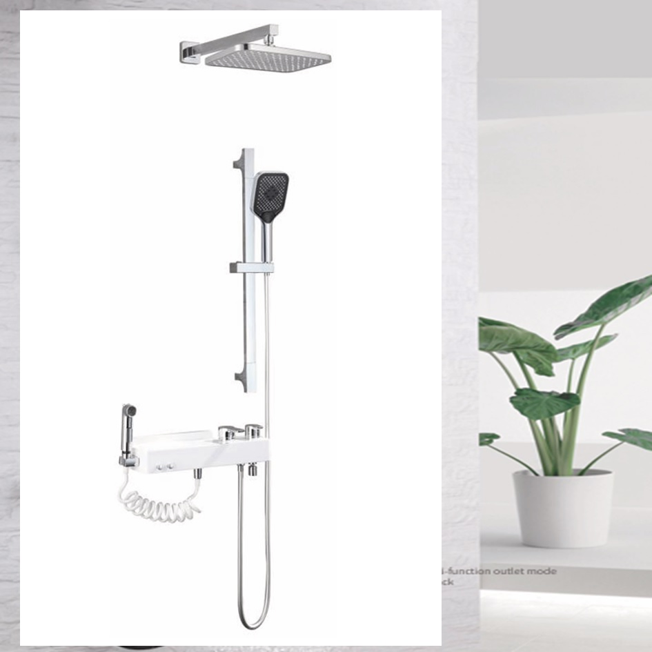 Hot Sale Shower Enclosure White Brass Wall Built-in Cold Hot Rainfall Bathroom Shower Head