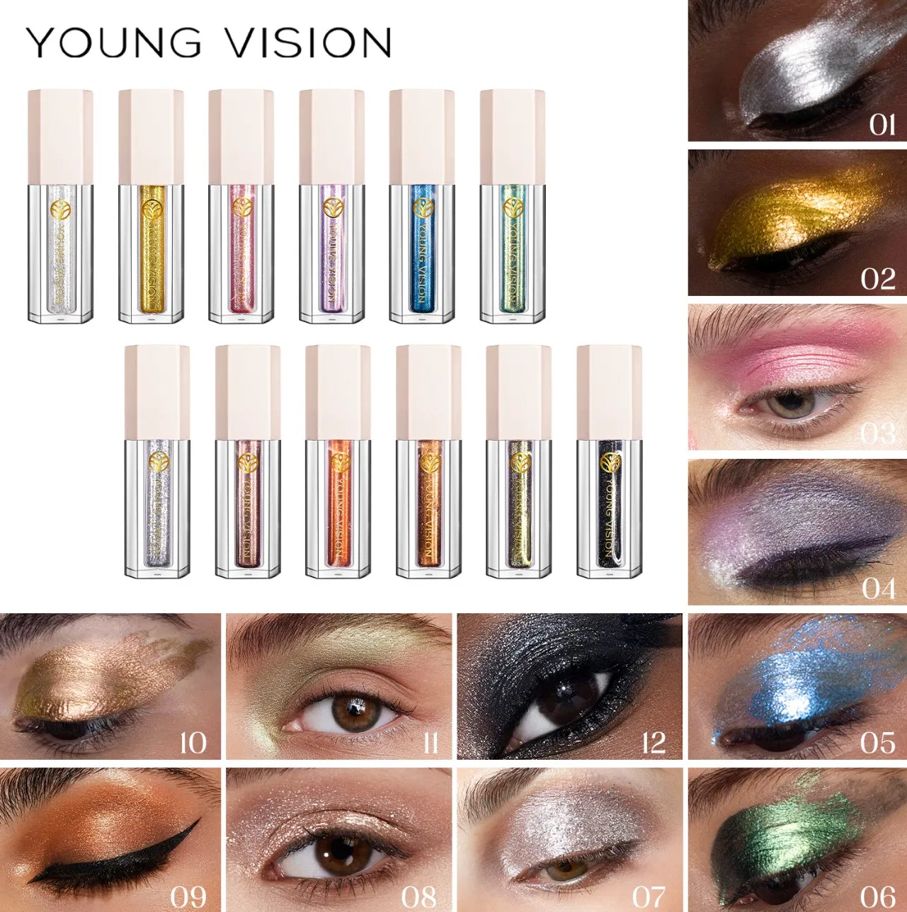 Online Wholesale in Stock Glitter Liquid Eyeshadow Polarized Light Eye Shadow Liquid Sparkle Flash Powder Highlight Silkworm Stage Party Eyes Makeup