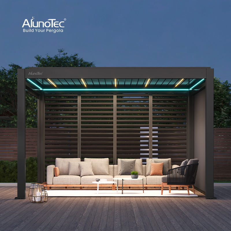 Навес алюминиевый AlunoTec моторизованный водонепроницаемый