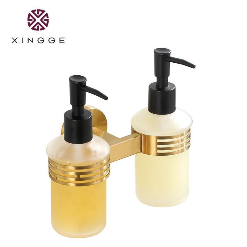 Elegant Brushed Gold Bathroom Accessory Set with Soap Holder